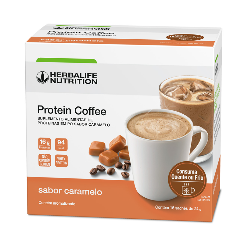 Café-Proteína-Lanche-Gelado-Quente Protein-Coffee-15-sachês Caramelo